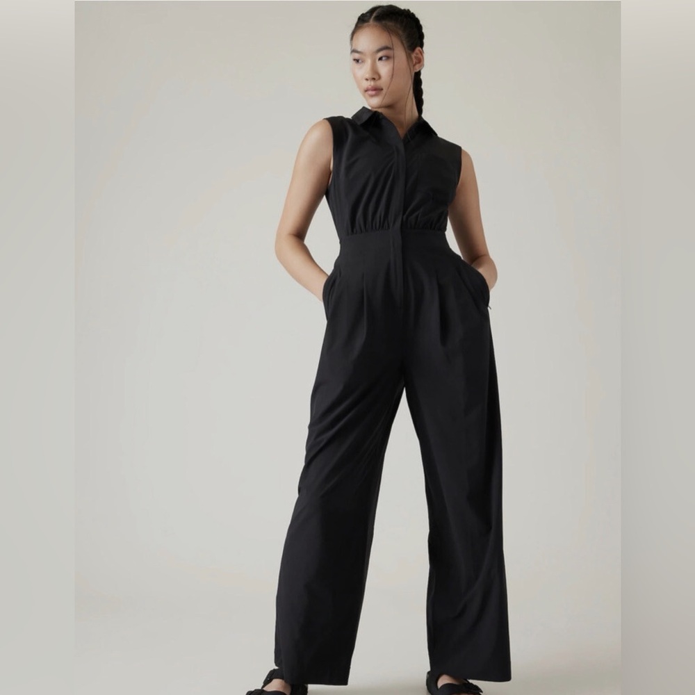 Athleta Brooklyn Heights Wide Leg Jumpsuit, Black, 6P